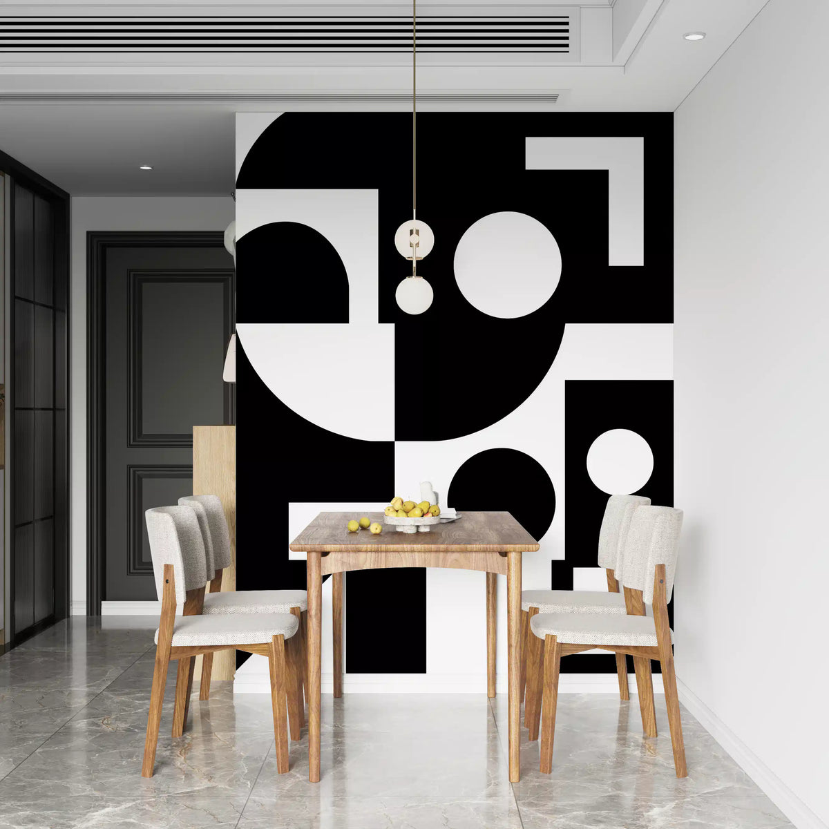 Minimalist Monochrome Geometry Wall Mural