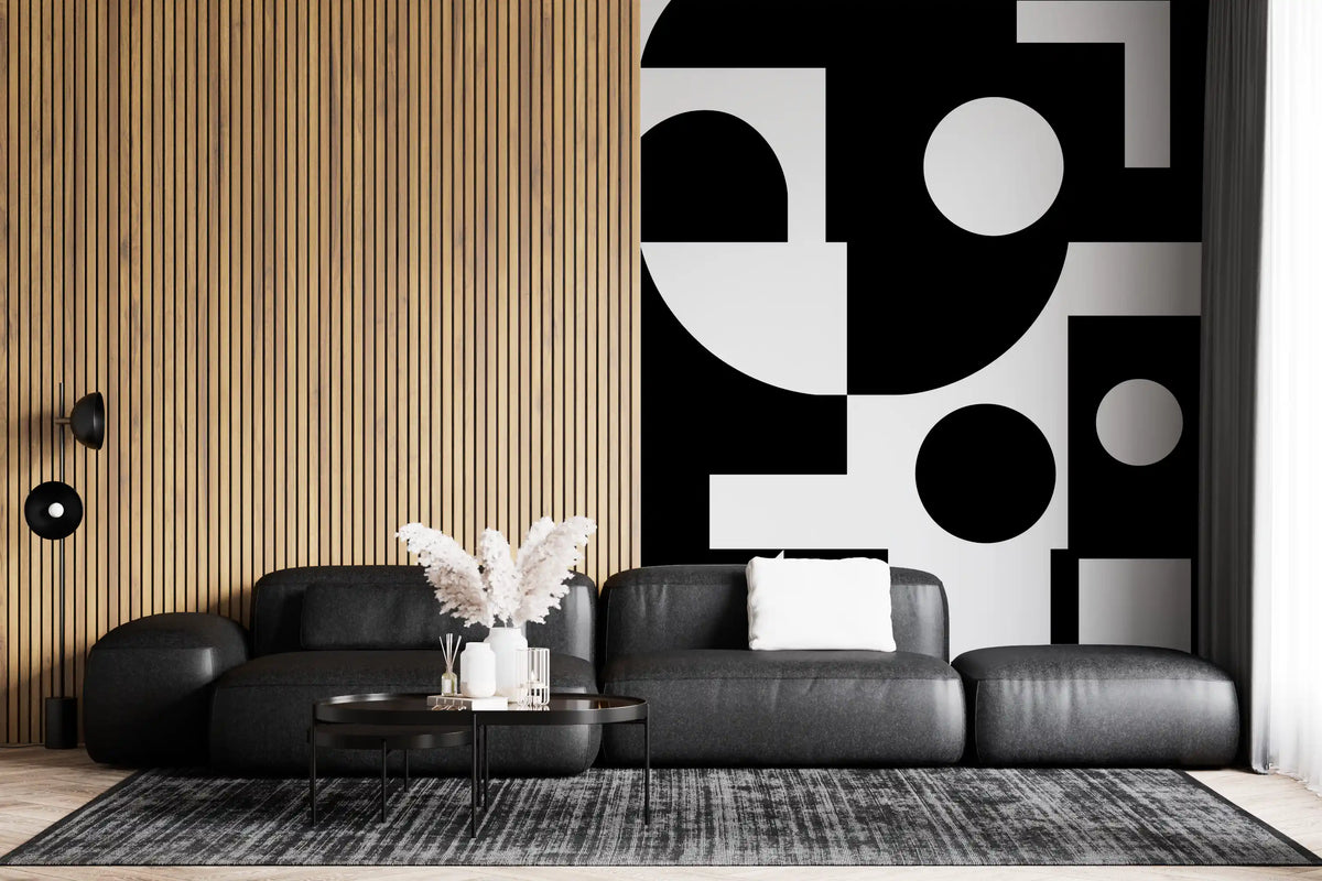 Minimalist Monochrome Geometry Wall Mural