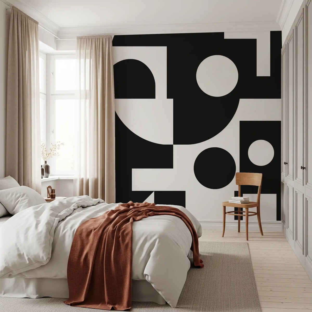 Minimalist Monochrome Geometry Wall Mural