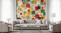 Retro Overlapping Squares Composition Wall Mural