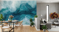 Ethereal Teal Smoke Swirls Wall Mural
