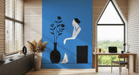 Minimalist Lady in Blue Dress Wall Mural