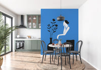 Minimalist Lady in Blue Dress Wall Mural