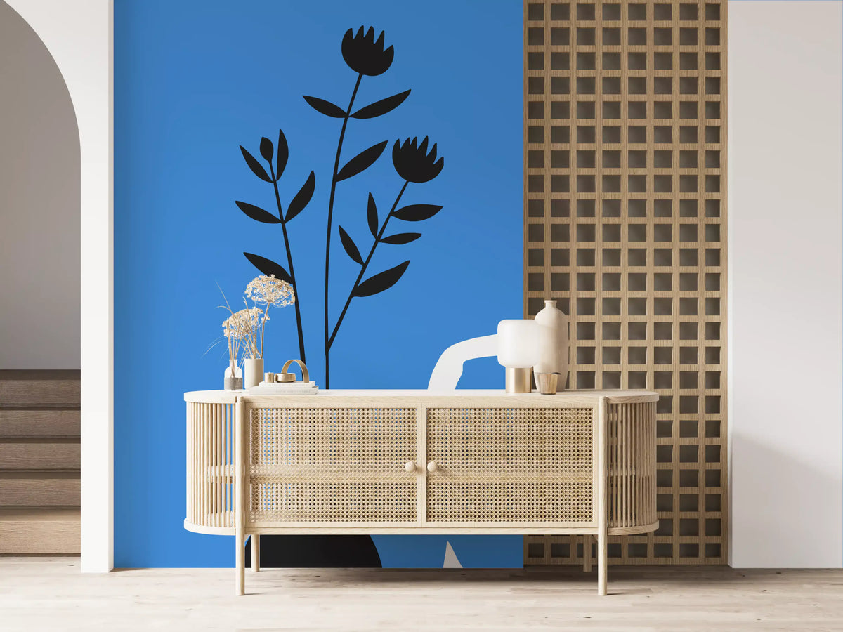 Minimalist Lady in Blue Dress Wall Mural