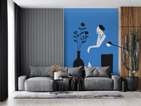 Minimalist Lady in Blue Dress Wall Mural