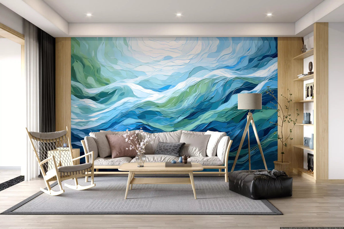 Ethereal Azure Flow Abstract Wall Mural