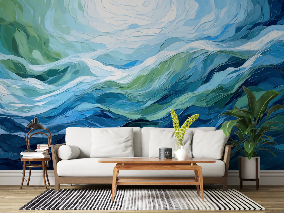Ethereal Azure Flow Abstract Wall Mural