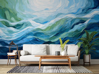 Ethereal Azure Flow Abstract Wall Mural