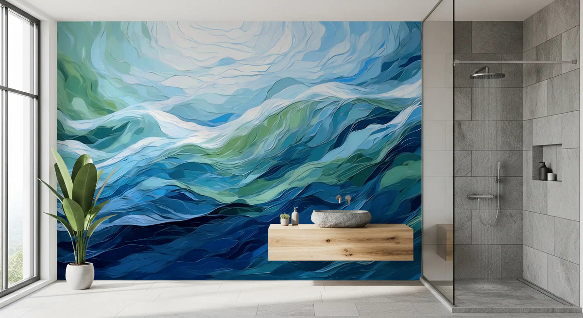 Ethereal Azure Flow Abstract Wall Mural