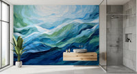 Ethereal Azure Flow Abstract Wall Mural