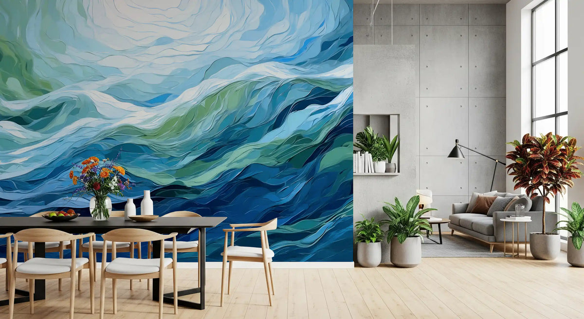 Ethereal Azure Flow Abstract Wall Mural