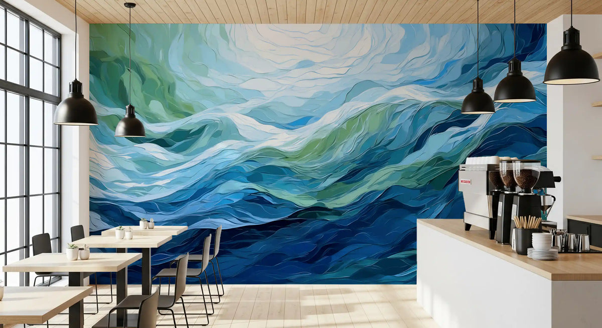 Ethereal Azure Flow Abstract Wall Mural