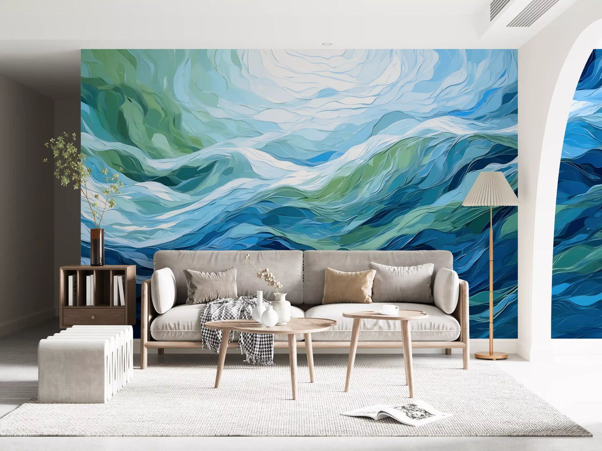 Ethereal Azure Flow Abstract Wall Mural