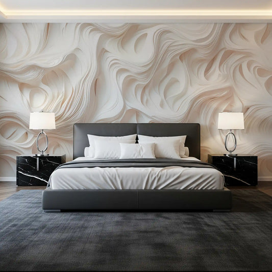 Cream Flowing Layers Abstract Wall Mural