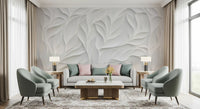Sculpted White Petal Relief Wall Mural
