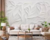 Sculpted White Petal Relief Wall Mural