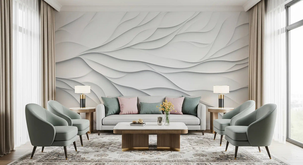 Minimalist Layered Paper Curves Wall Mural