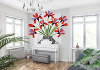 Zebra Vase Floral Bouquet Wall Mural