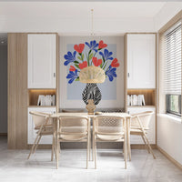 Boho Floral Vase and Stripe Pattern Wall Mural