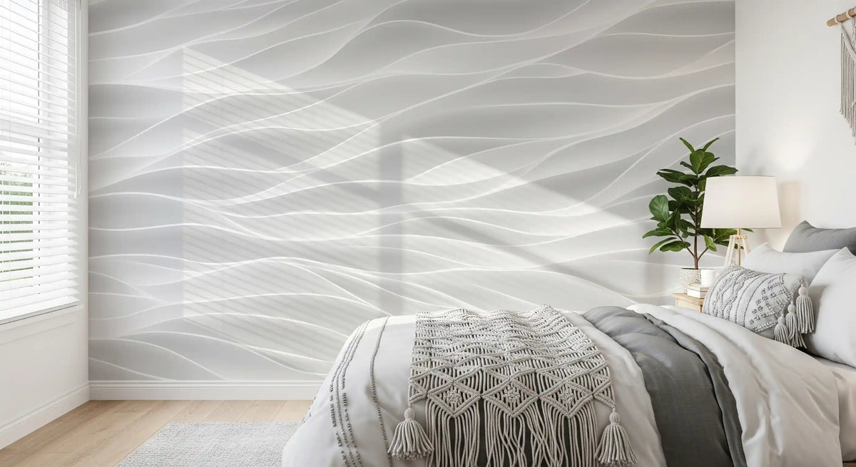 Textured White Wave Artistry Wall Mural