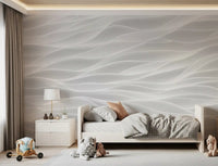 Textured White Wave Artistry Wall Mural