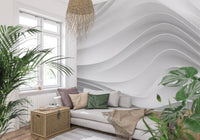 Abstract White Architectural Layers Wall Mural