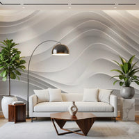 Abstract White Architectural Layers Wall Mural