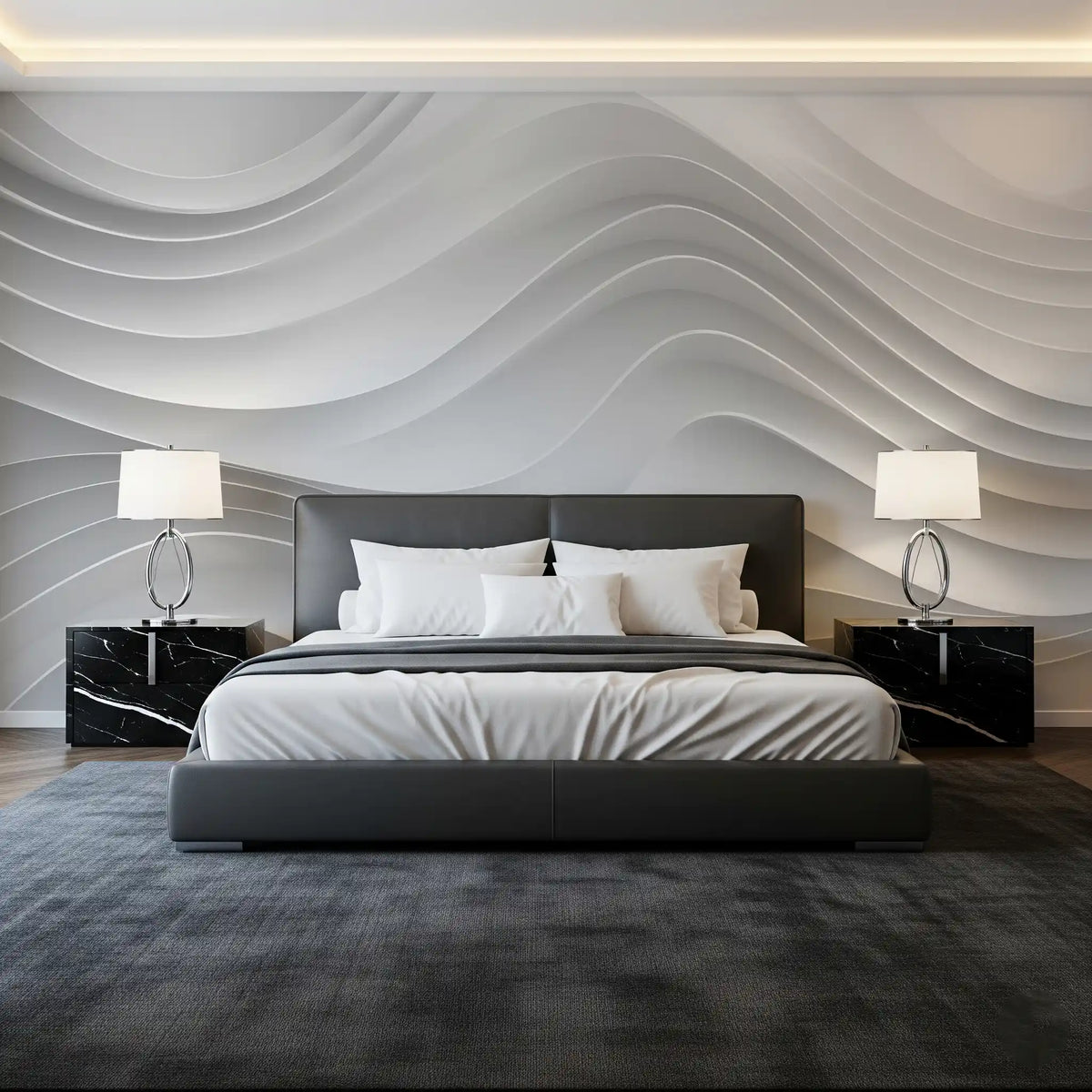 Abstract White Architectural Layers Wall Mural