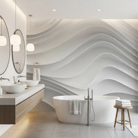 Abstract White Architectural Layers Wall Mural