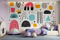 Abstract Hand-Drawn Shapes Wall Mural