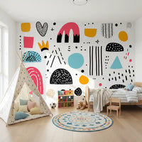 Abstract Hand-Drawn Shapes Wall Mural