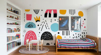 Abstract Hand-Drawn Shapes Wall Mural