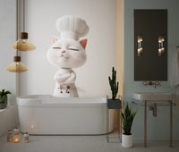 Little White Chef Cat Portrait Wall Mural