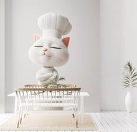 Little White Chef Cat Portrait Wall Mural