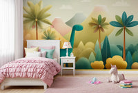 Friendly Prehistoric Jungle Landscape Wall Mural