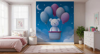 Night Sky Balloon Adventure Wall Mural