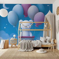 Night Sky Balloon Adventure Wall Mural