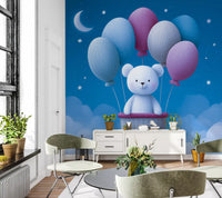 Night Sky Balloon Adventure Wall Mural