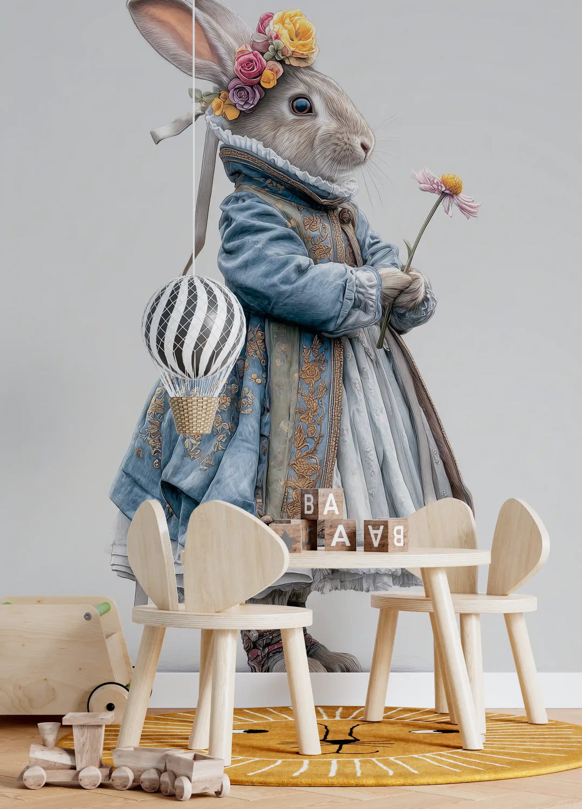 Fashion Rabbit In Vintage Gown Wall Mural