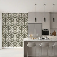 Muted Sage Traditional Floral Pattern Wallpaper⁠