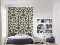 Muted Sage Traditional Floral Pattern Wallpaper⁠