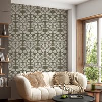 Muted Sage Traditional Floral Pattern Wallpaper⁠