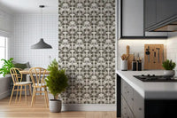 Symmetrical Sage Foliage and Peony Illustration Wallpaper⁠