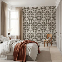 Symmetrical Sage Foliage and Peony Illustration Wallpaper⁠