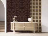 Deep Earthy Floral Motif Wallpaper⁠
