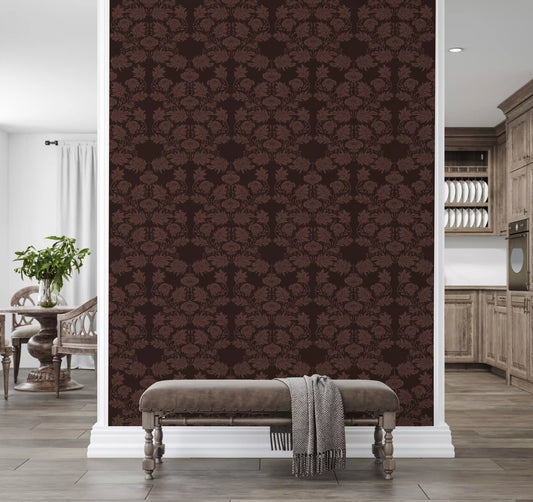 Deep Earthy Floral Motif Wallpaper⁠