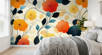 Vibrant Autumn Bloom Floral Art Wall Mural