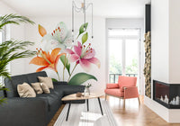 Watercolor Botanical Lily Trio Wall Mural