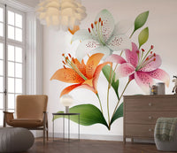 Watercolor Botanical Lily Trio Wall Mural