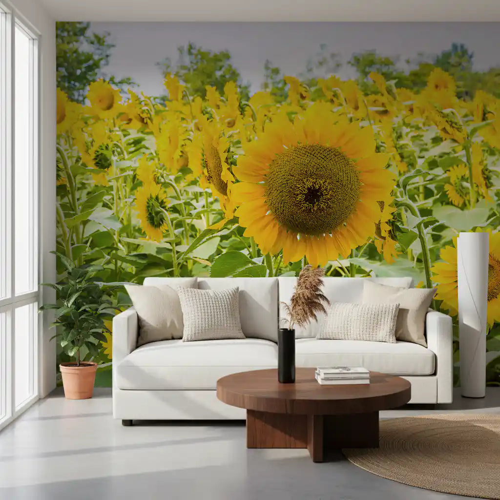 Golden Sunflower Field Meadow Wall Mural